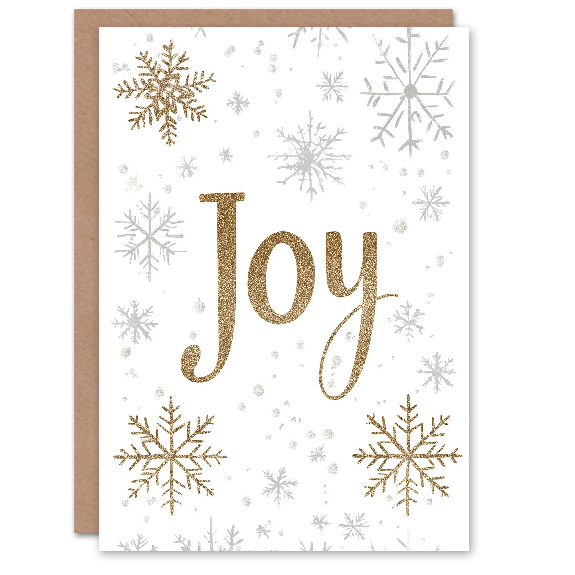 Artery8 Greeting Card - Christmas Card - Gold/Silver Snowflakes - White