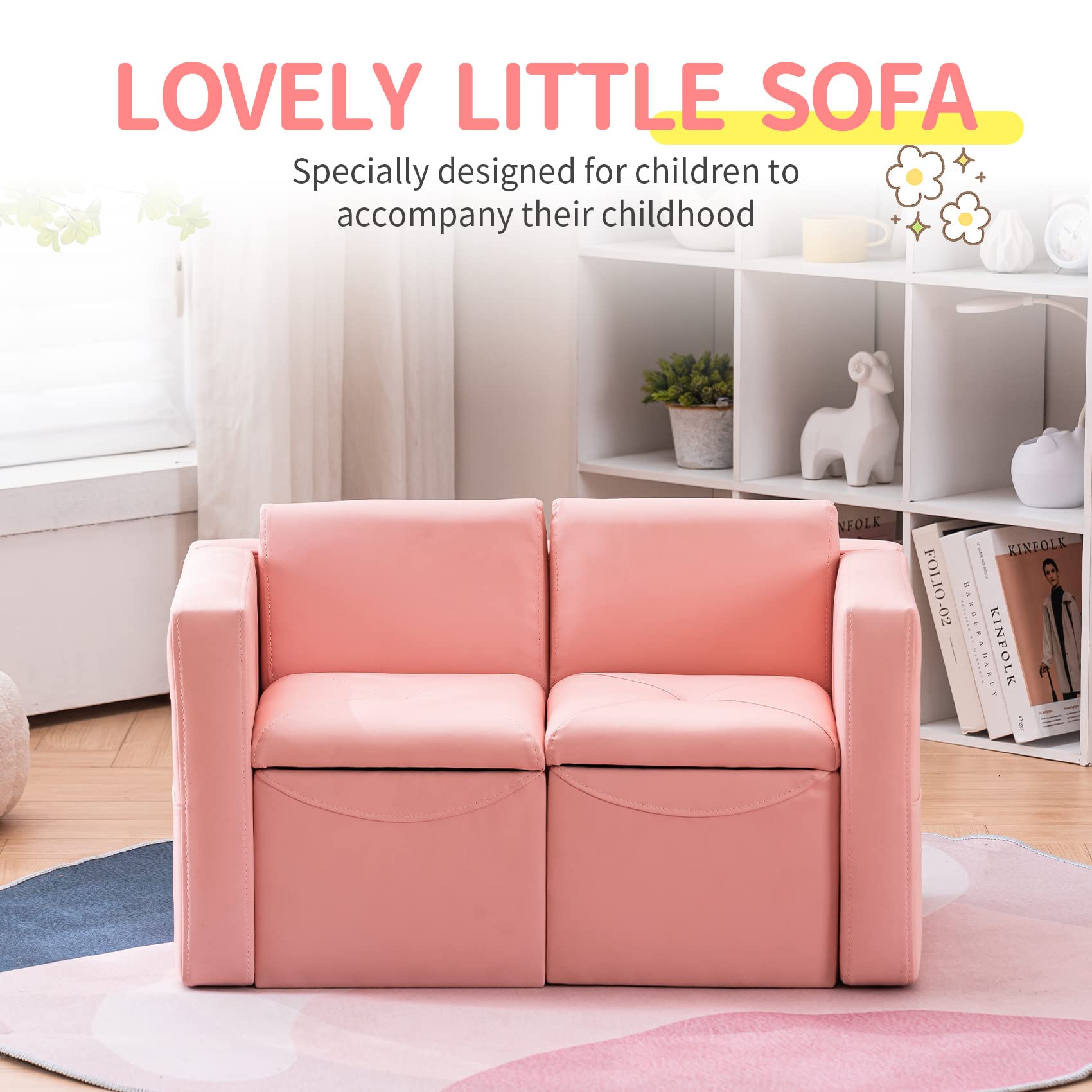 Amazon.com: UNICOO –Kids Sofa, 2-in-1 Double Set Sofa Convert to