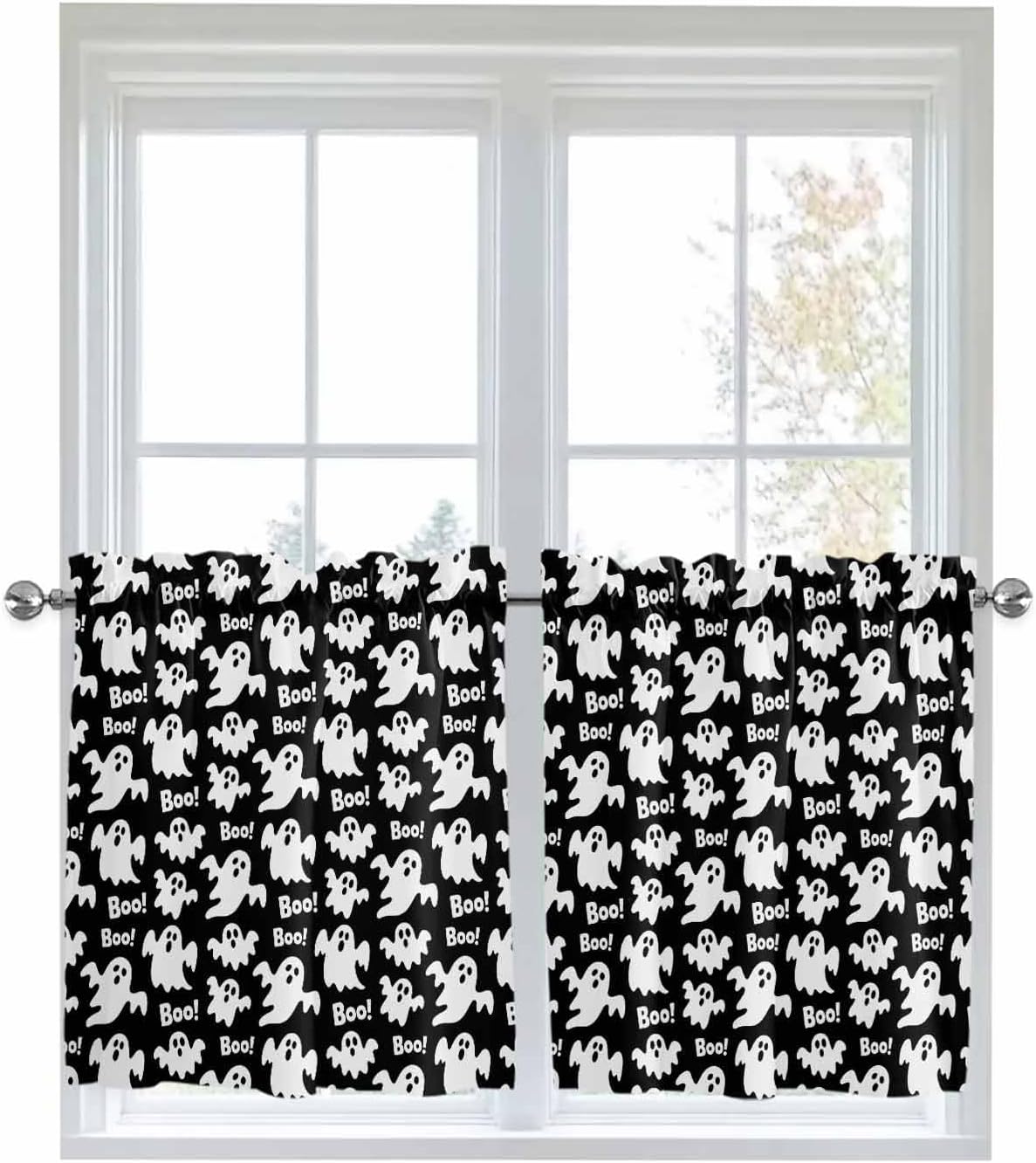 Winter Snowman Kitchen Curtain 45 Inch Length Small Short Cafe Tiers Curtains Drape, 2 Panel Window Treatment Rod Pocket Drapery Panels Curtains, Christmas Snowflake Pink Plaid 84x45
