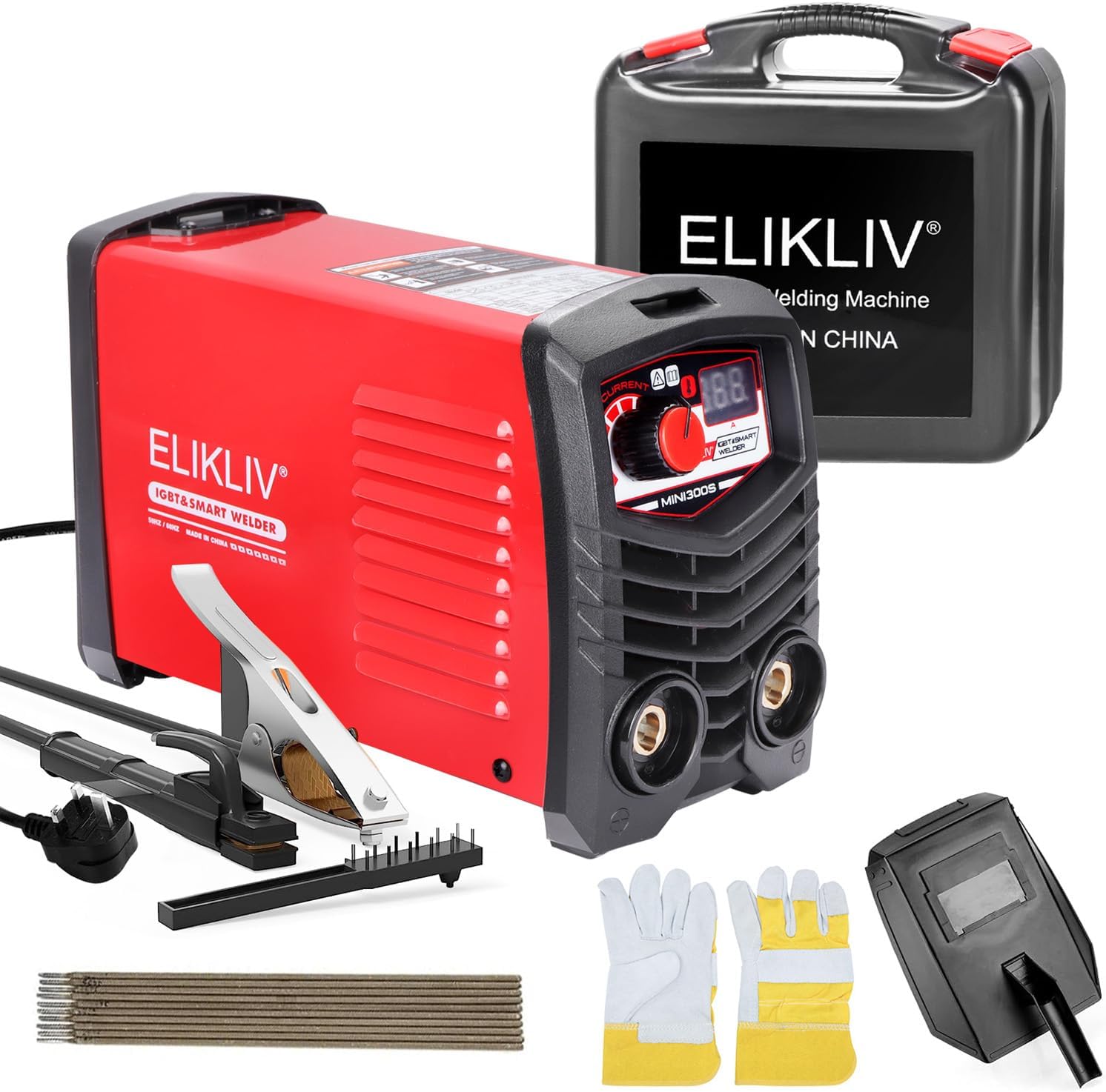 ELIKLIV IGBT Welding Machine, ARC Inverter Digital Display LCD Hot Start Welding Machines,120A ARC Welder Machine with Electrode Holder, for Welding Working and Electric Working