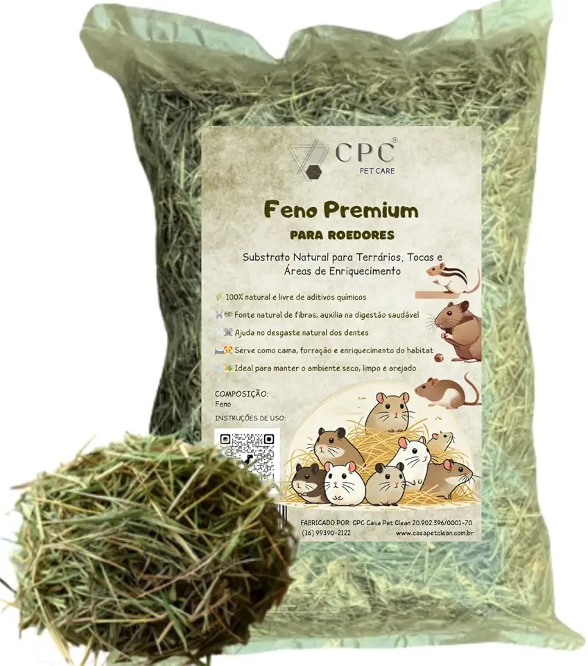 Feno Premium Para Terrario e Roedores CPC Pet Care