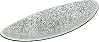 MDLUU Glass Mosaic Silver Boat Shaped Decorative Tray - Shimmering Centerpiece for Candles, Orbs, Potpourri on Coffee Tables