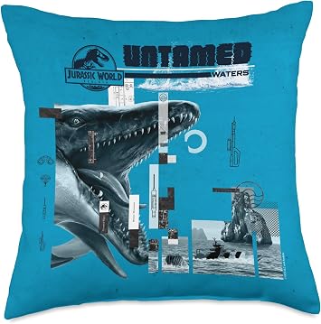 Jurassic World Rebirth Mosasaurus Untamed Waters Throw Pillow