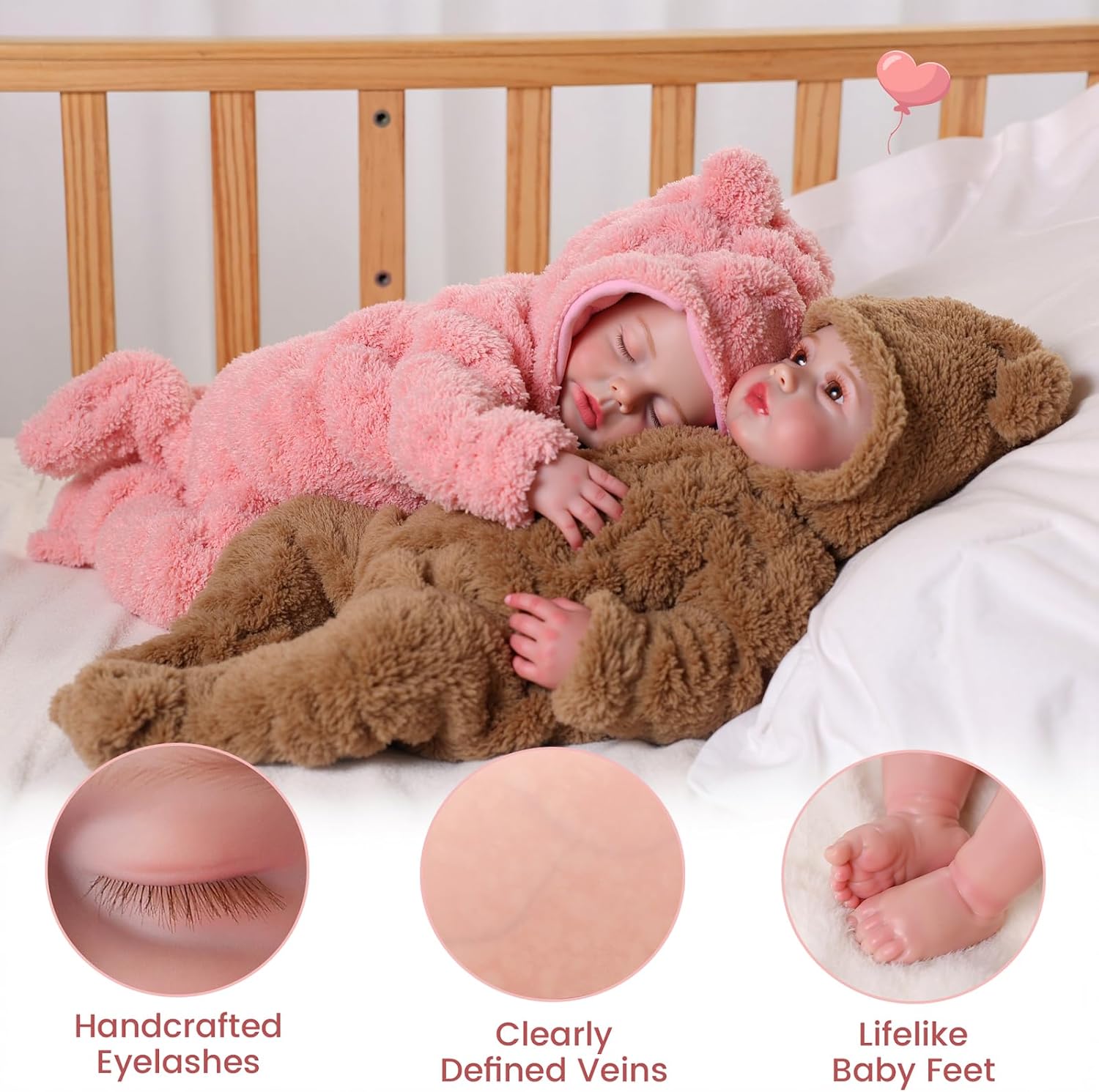 BABESIDE Reborn Baby Dolls Twins, 20 Inch Realistic Newborn Baby Dolls, Soft Body Real Life Reborn Dolls, Lifelike Baby Dolls with Gift Box, for Kids Age 3+, Collectors, Birthday Gift for Girls