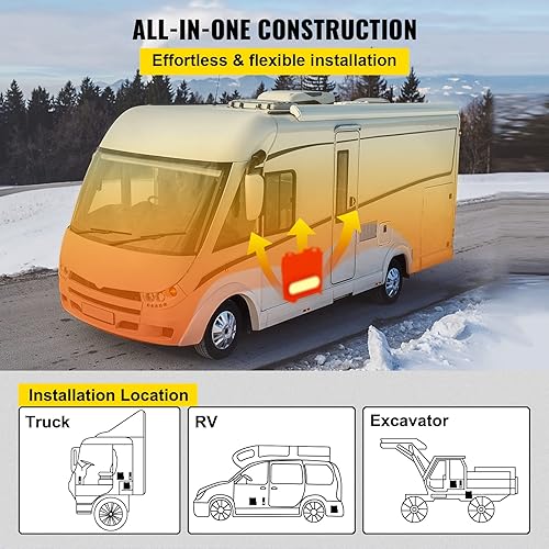 Miniatura 6 de VEVOR Calentador de aire diésel de 5 KW, calentador de camión de 12 V, una salida de aire, con interruptor LCD negro, control remoto, calentador