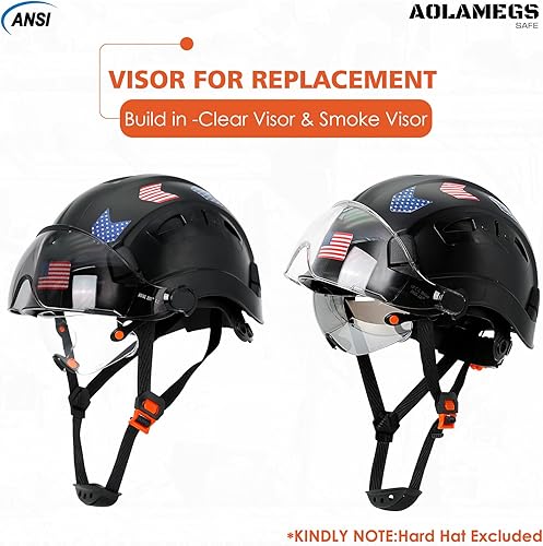 Miniatura 5 de Aolamegs Safe Anteojos de seguridad ANSI Z87, accesorios de visera de casco duro de construcción OSHA, protector de ojos transparente y tintado