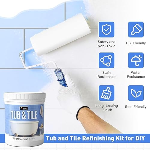 Miniatura 9 de DWIL Acabado de bañera y azulejos, encimera de bañera de fregadero sin olor, fácil aplicación de cubierta, kit de bañera, capa brillante