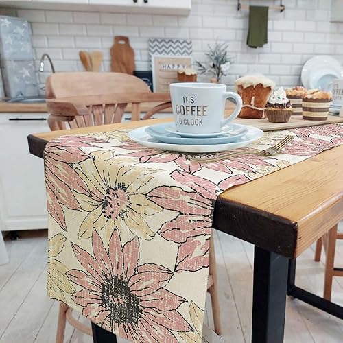 Miniatura 9 de Camino de mesa amarillo y azul, caminos de mesa de arte geométrico abstracto para comedor, cocina, sala de estar, vacaciones y decoración de mesa de