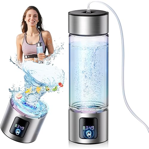 Upgrade 3-in-1 Hydrogen Water Bottle Generator with Display - Industry TOP - 24-Hour Hydrogen Lock | 0 Chlorine & 0 Ozone | 100% Leak-Proof Seal, Hydrogen Water Bottle Generator with Hydrogen Straw