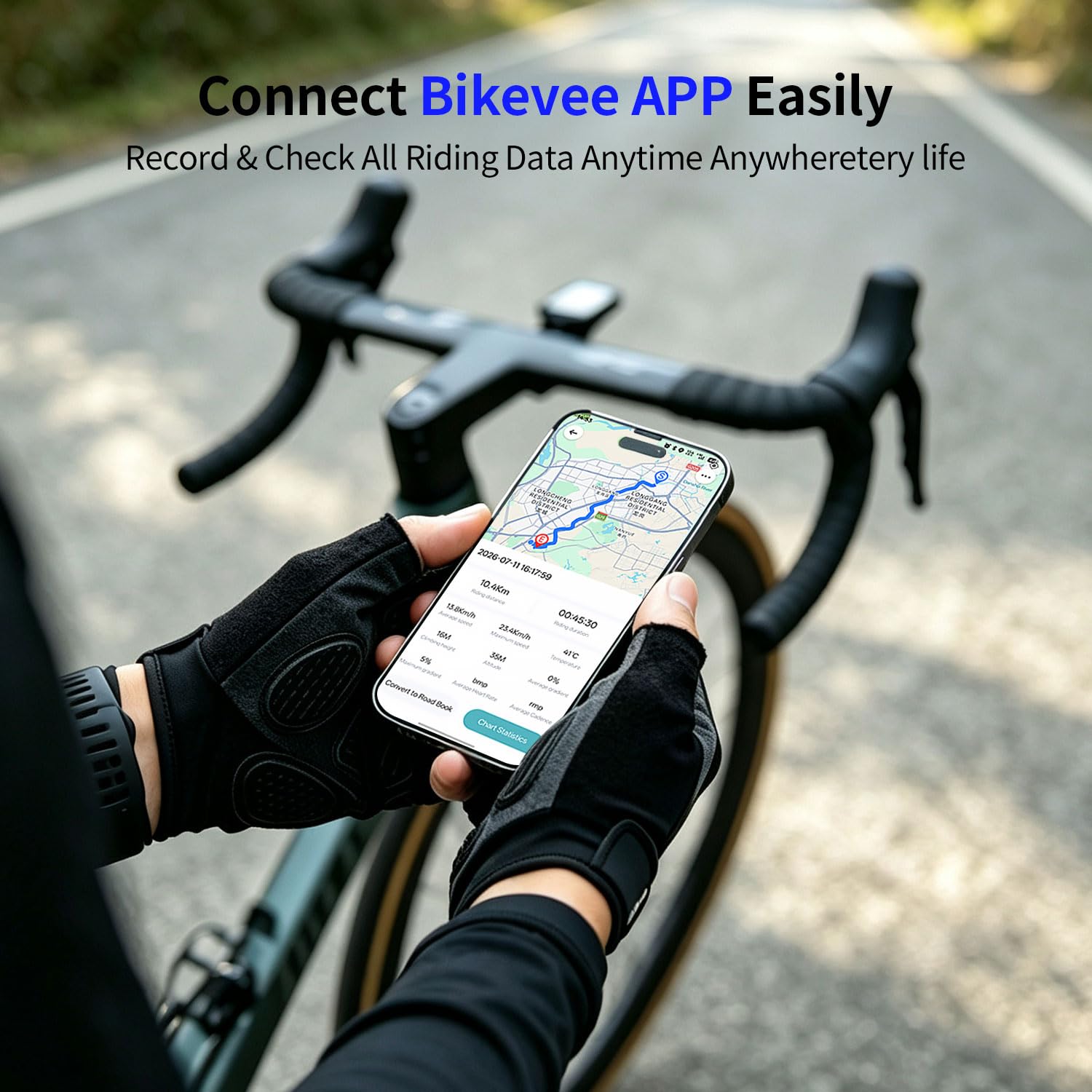 Bezprzewodowy komputer rowerowy GPS, licznik rowerowy z dużym wyświetlaczem i aplikacją Bluetooth, wodoszczelność IPX7, automatyczne podświetlenie, wyświetlacz FSTN 2,6 cala