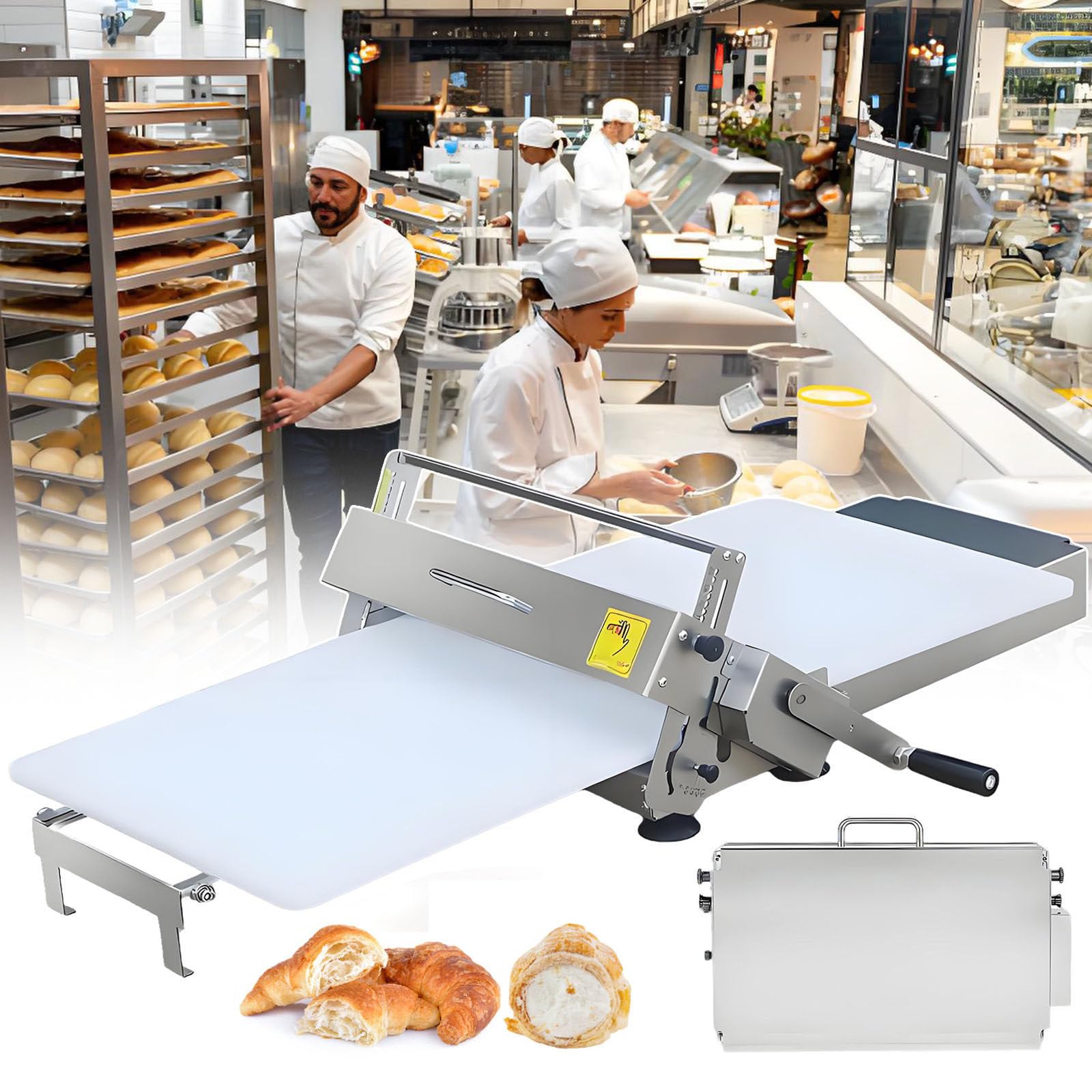 Sfogliatrice Manuale Pieghevole, Sfogliatrice Pasticceria Commerciale, Sfogliatrice in Acciaio Inossidabile, Macchina per Pasta Con Spessore Regolabile, Per Croissant, Pizza E Pasticceria m300