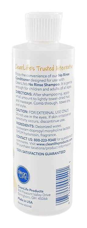 No-Rinse Hair Conditioner, 8 fl oz - Leaves Hair Fresh, Clean and Odor-Free, Rinse-Free Formula