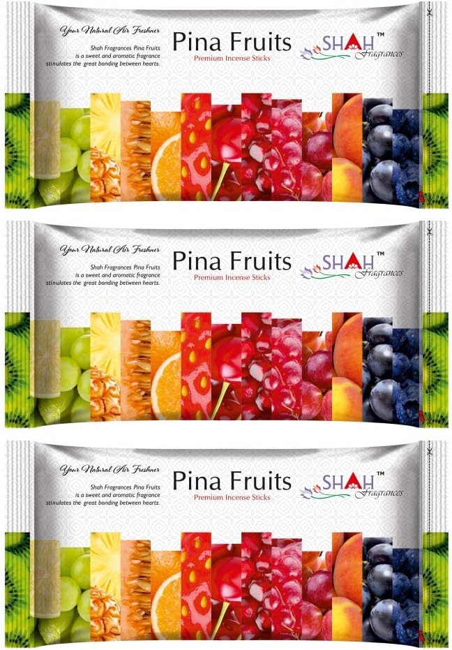 Shah Fragrances Pina Fruits Zipper Incense Sticks (Pack of 3*130 Grams)