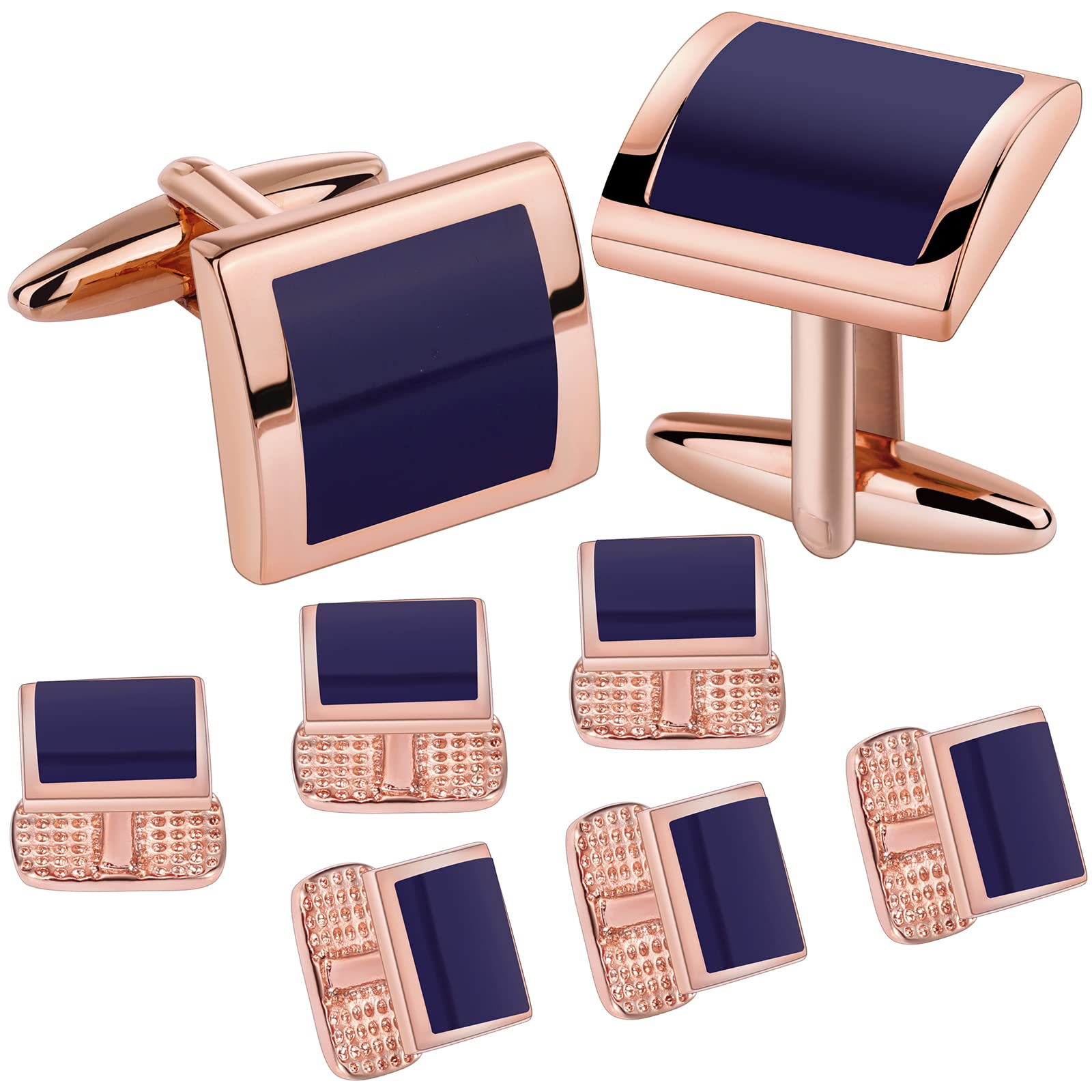 HAWSON Cufflinks and Studs for Men with Gift Box, Gold or Silver Tone Cuff Links, Mens Jewelry or Accessories for Wedding Business Anniversary Birthday