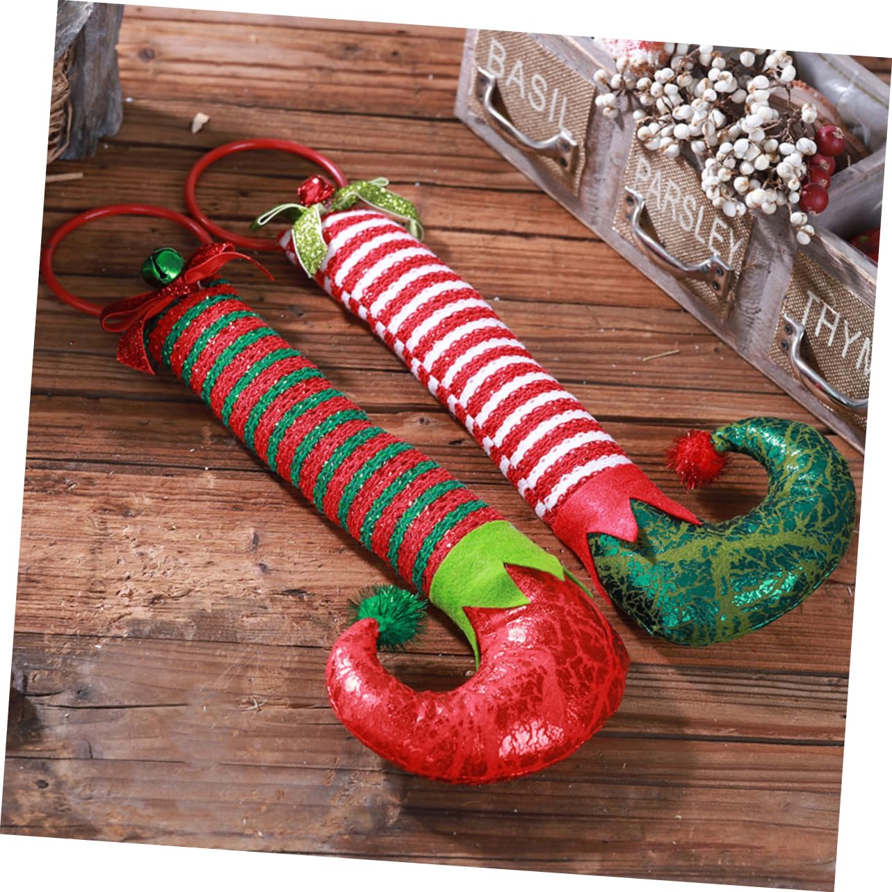 Ciieeo Lot De 6 Bottes D' À Paillettes Décoration De Bottes d'arbre Jambes D' pour Couronne Décoration De Nativité Crochet Cintre Décoration De Cheminée Arbre De Noël