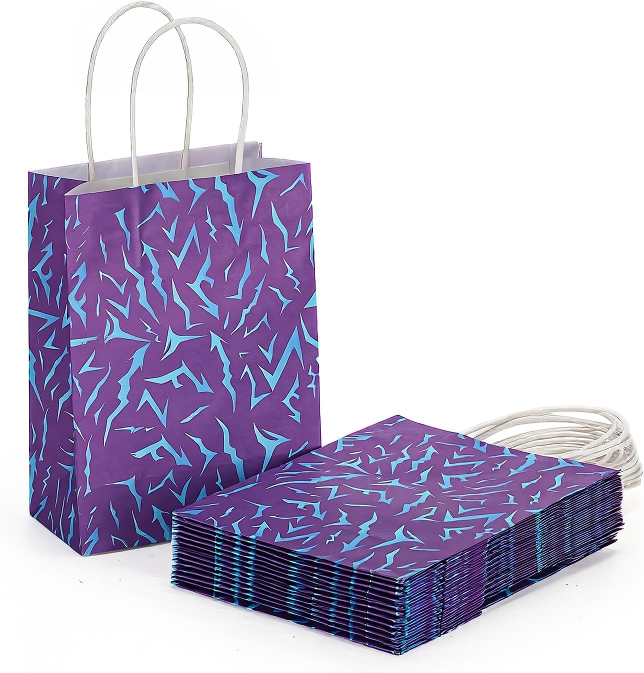 24 Pack Purple Party Favor Bags with Handles Kraft Paper Gift Bags for Birthday Party Supplies Candy Treat Bags Graduation Celebration Goodie Bags Bulk