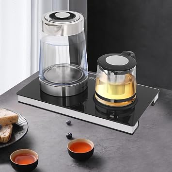 Electric Kettle Glass Tea Kettle 1L + 2.5L Kettle with Temperature Setting Automatic Tea Kettle with Touchscreen & Warming Function 80°C Double Flame for Coffee & Tea