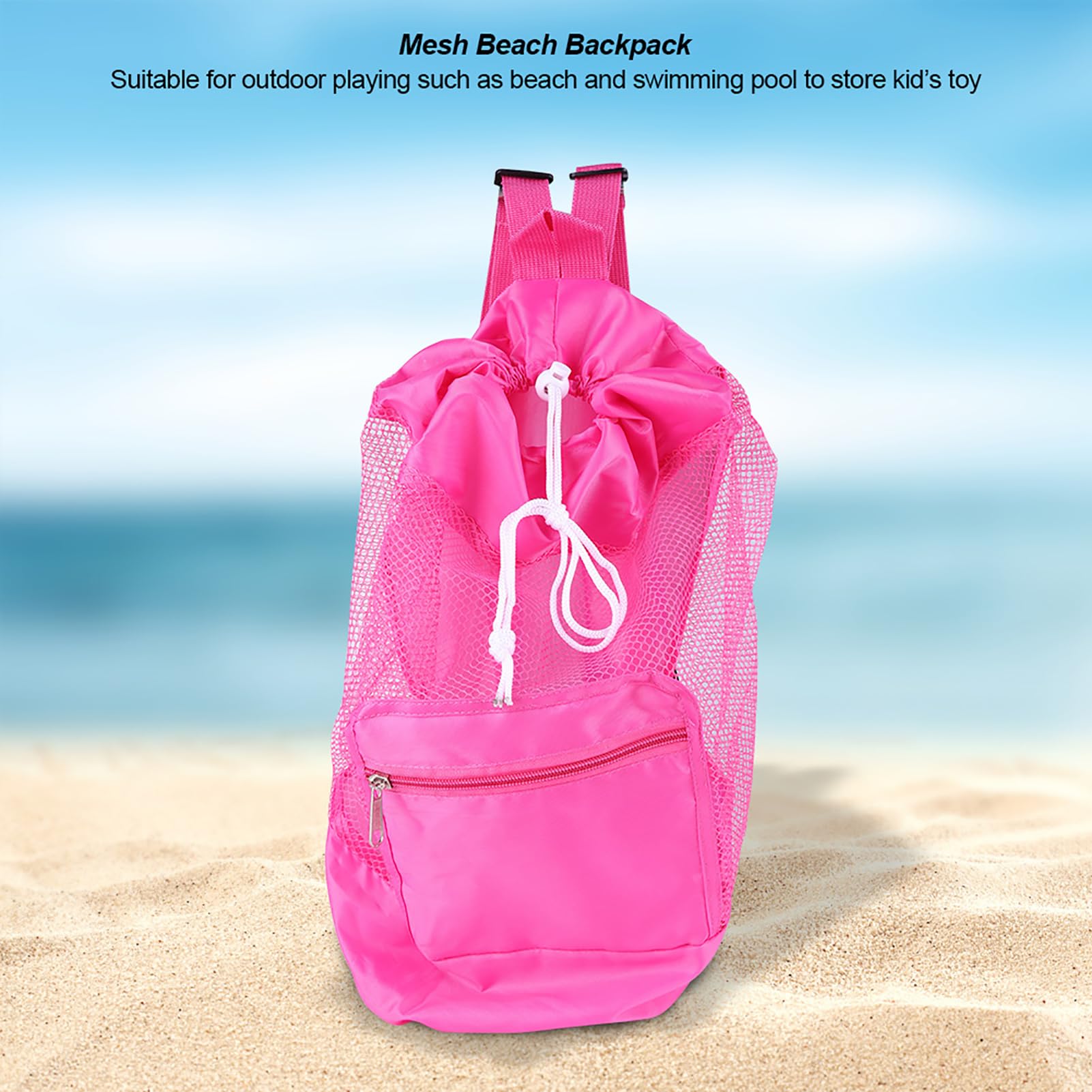 Haofy Sac de Plage, Sac à Dos de Plage à Doubles Bretelles avec Cordon de Serrage, pour à la Plage, Rangement de Coquillages pour Enfants, Rangement de Jouets pour Enfants pour en