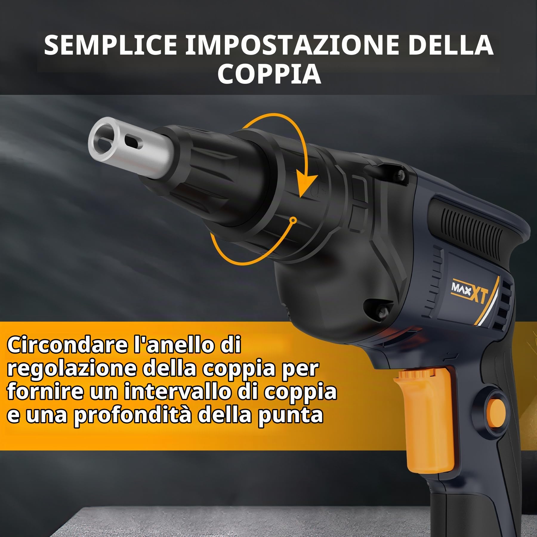 Avvitatore per Cartongesso a Batteria 20V, MAXXT Cordless Screwdriver Drywall Sans Fil Senza Spazzole 4200RPM con Batteria 2.0Ah