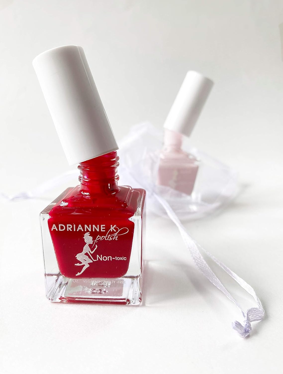 ADRIANNE K Red & Pink Duo Set. Valentine Manicure Nail Colors. Durable. Quick Dry. Nontoxic. Vegan