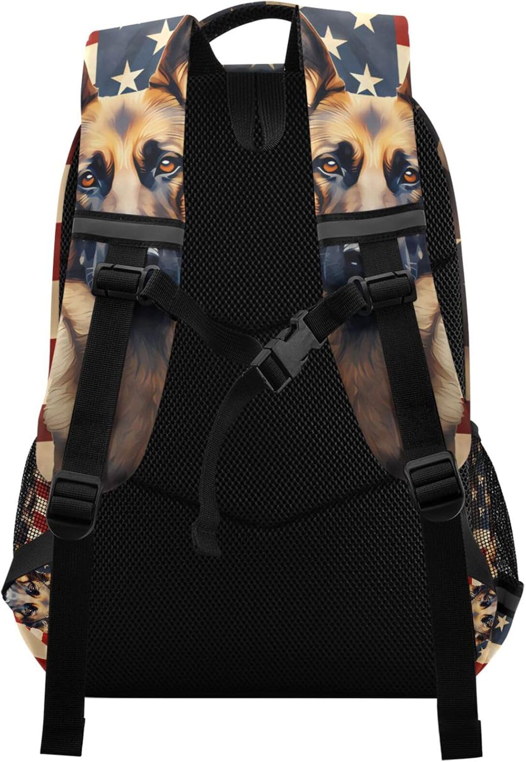 Dog German Shepherd Backpack for Boys Girls American Flag Elementary School Bag Kids Bookbag Travel Rucksack - Image 2