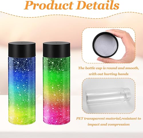 Miniatura 3 de 24 botellas de plástico transparente, botellas sensoriales vacías con tapas, jugo de plástico PET, reutilizable, a prueba de fugas, contenedor de