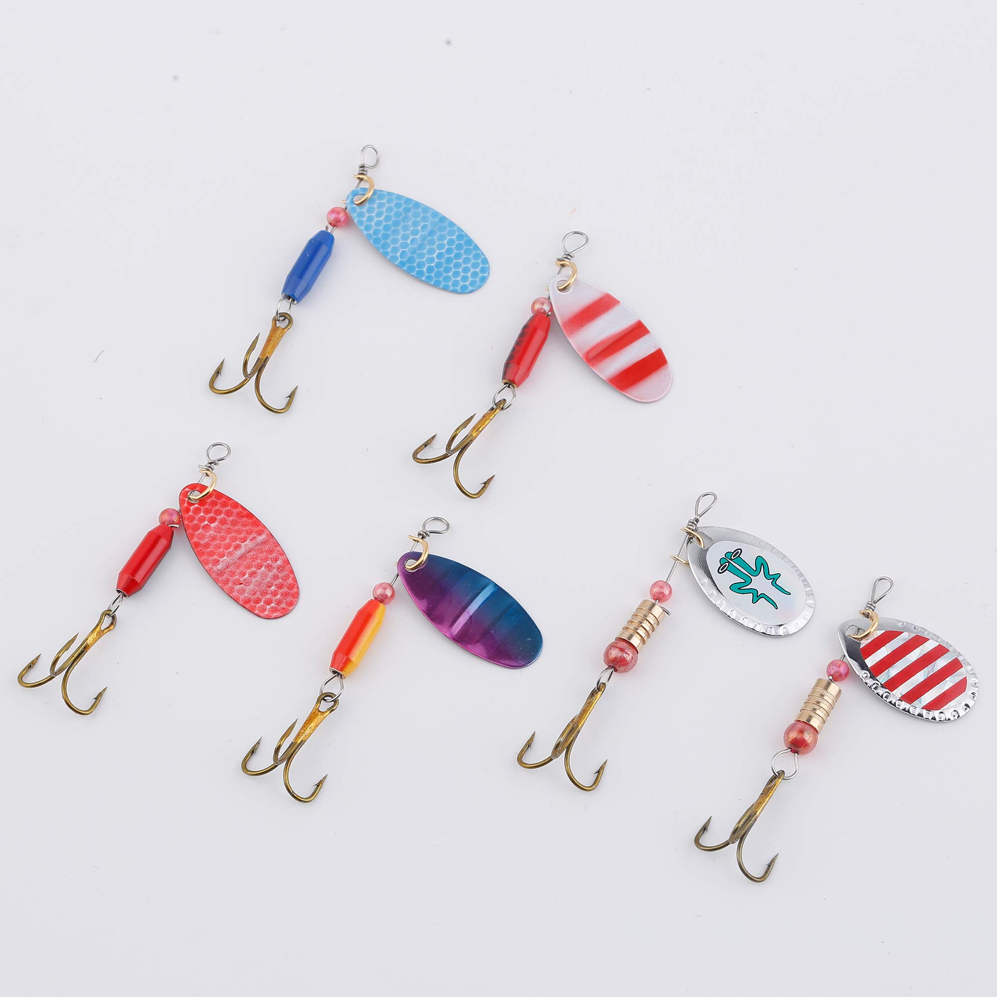 Juego de 24 cucharas de Pesca de Trucha, Percha para señuelos de Pesca de Metal, Cuchara giratoria metálica de Trucha, pincho de Pesca, carnívico