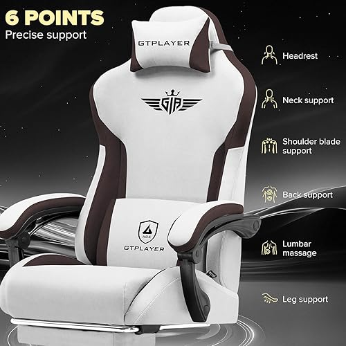 Miniatura 5 de GTPLAYER Silla de juegos, silla de oficina para computadora, soporte lumbar, reposabrazos y reposapiés, silla de juego ergonómica para adultos con