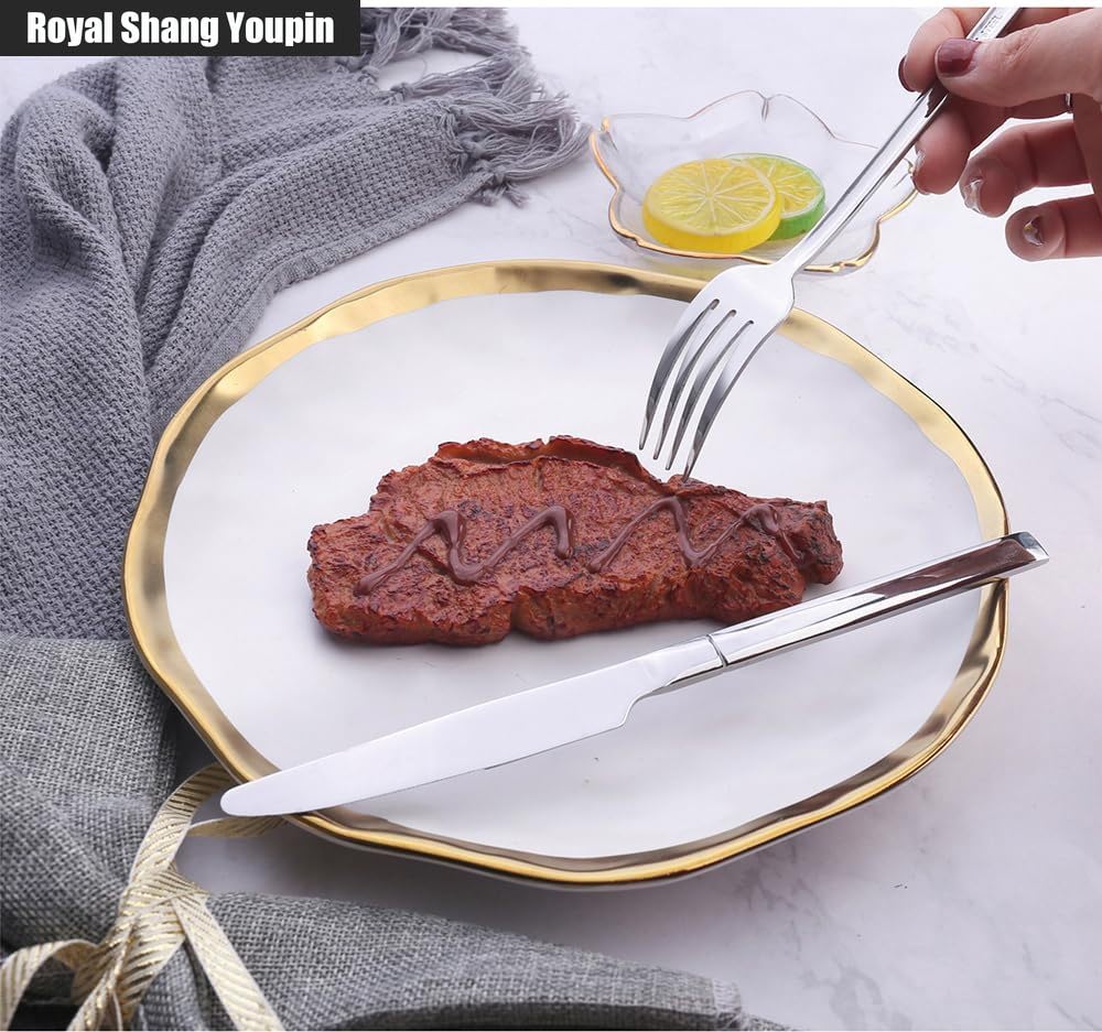 Processo Di Placcatura Cucina Acciaio Inossidabile Argenteria Stoviglie Posate Coltelli Forchette Cucchiai Set Coltello Da Bistecca Per La Casa Cucchiaio Da Dessert (Rosa,16 pezzi)