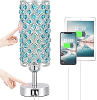 Vista 16 de Lámpara de mesa de cristal, lámpara dorada para dormitorio con puertos de carga USB-C y USB-A, luz regulable de 3 vías con pantalla de cristal