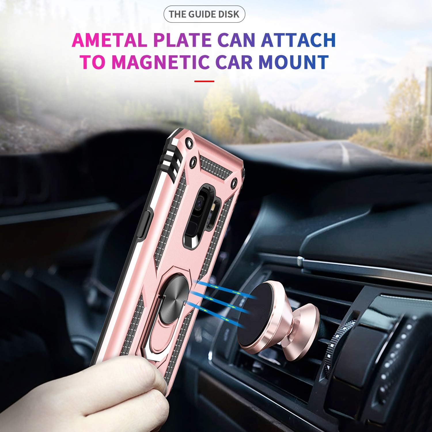 LeYi iPhone 11 Pro Max Case with Tempered Glass Screen Protector [2Pack], Military Grade Armor Phone Cover Case with Ring Magnetic Car Mount Kickstand for Apple iPhone 11 Pro Max 6.5 inch,Rose Gold