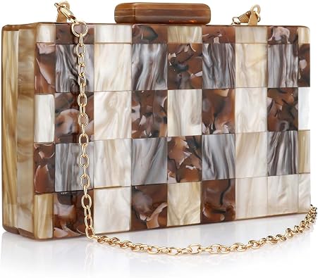 YYW Acrylic Purses and Handbags with Marbling for Women Elegant Banquet Evening Crossbody Handbag Box Clutch