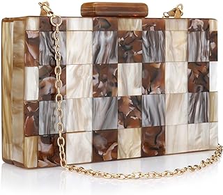Acrylic Purses and Handbags with Marbling for Women Elegant Banquet Evening Crossbody Handbag Box Clutch