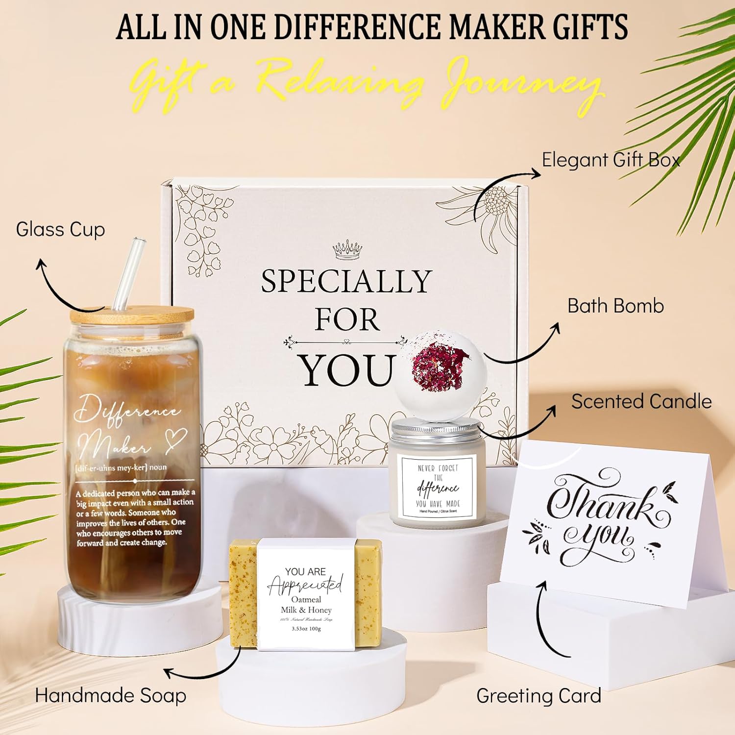 Employee Appreciation Difference Maker Gifts, Appreciation Gift for Coworkers, Thank You Gift for Difference Makers Employees, Coworkers, Teacher, Principal, Nurse, Staff w 16oz Glass Cup - Image 6