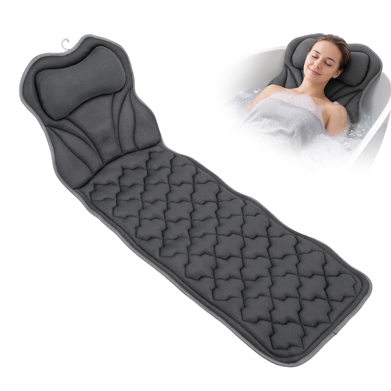SUNNYNEST Full Body Bath Pillow Mat & Non-slip Cushion, Bathtub Pillow