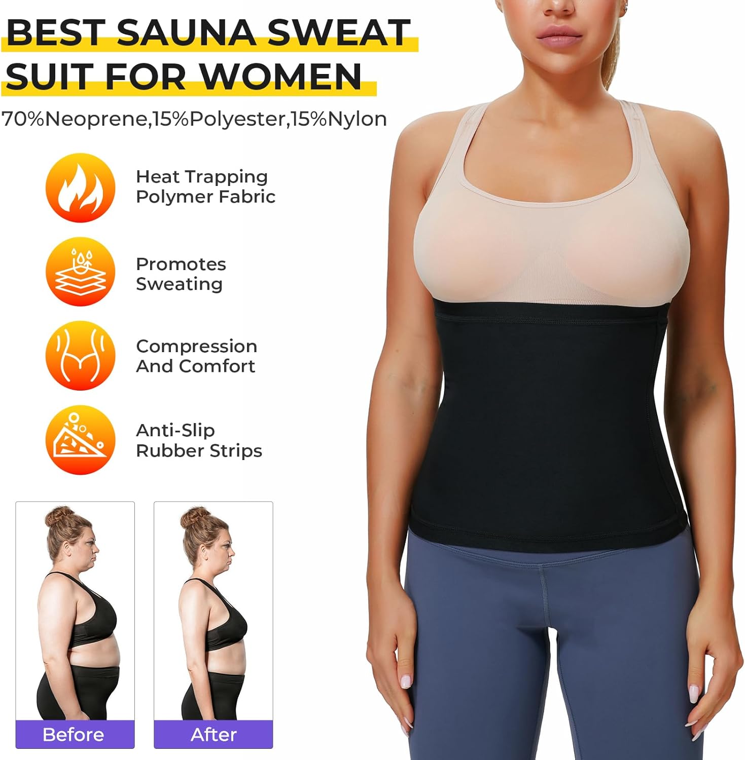 Dulchany Sauna Suit Waist Trimmer for Women Waist Trainer Sweat Band for Stomach Belly Thermo Slimming Belt Workout - Image 4