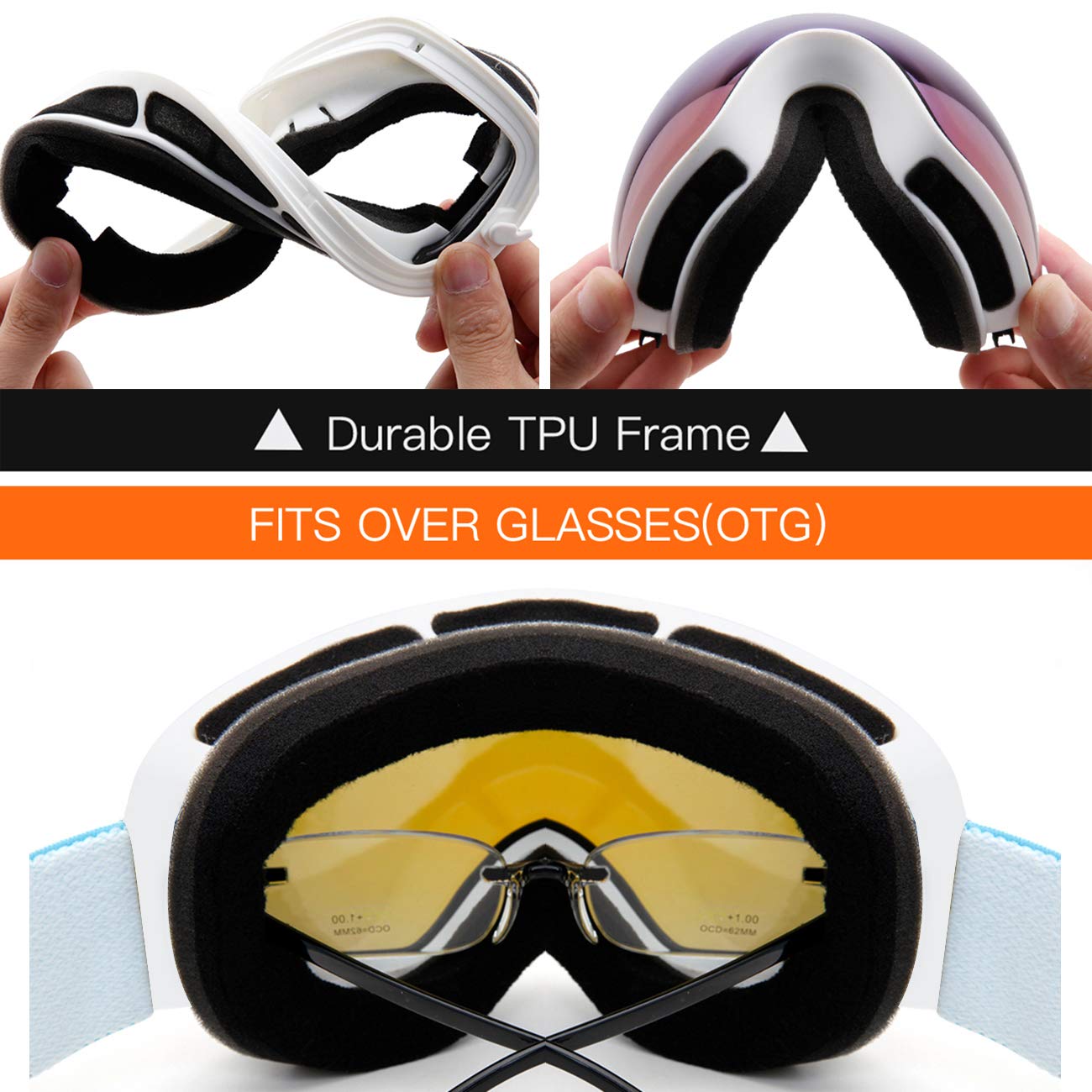Juli Lunettes de snowboard et de ski pour enfants (blanc/bleu)