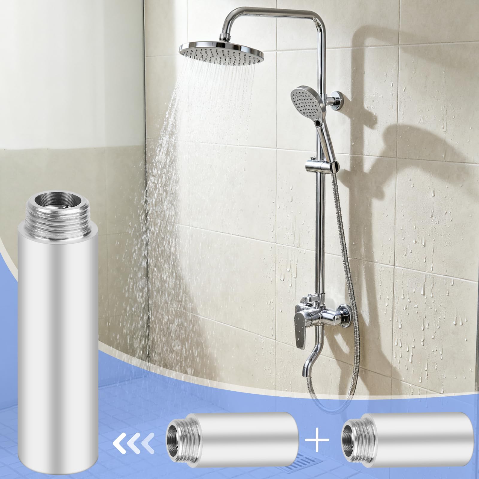 2 extensiones de grifo de 1/2 pulgadas de 80 mm de acero inoxidable, extensión de cabezal de ducha, extensión de conexión de agua para grifos, válvulas angulares y cabezales de ducha