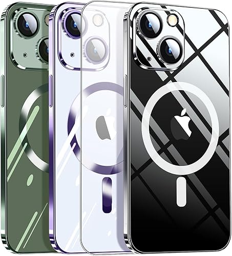 IHAITUN Dataroad - Funda magnética transparente para iPhone 15, protección completa de la cámara compatible con Magsafe no se pone amarillento