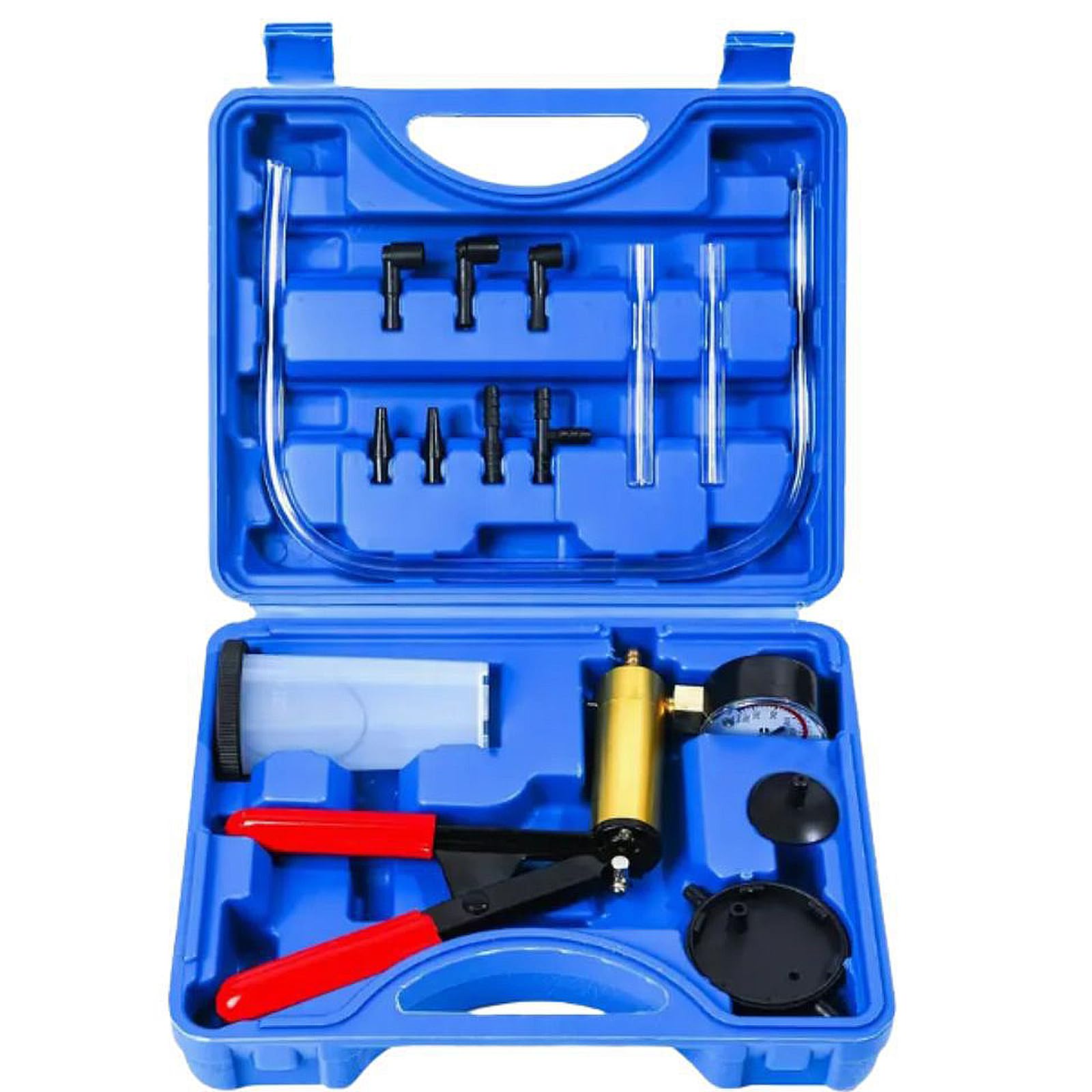 Vanwoke Kit Spurgo Liquido Freni con Pompa a Vuoto,Sistema Professionale per Spurgo Freni,Pompa Manuale per Vuoto con adattatori di manometro sostituisce l'olio Freno per Motocicletta,Bicicletta,Auto