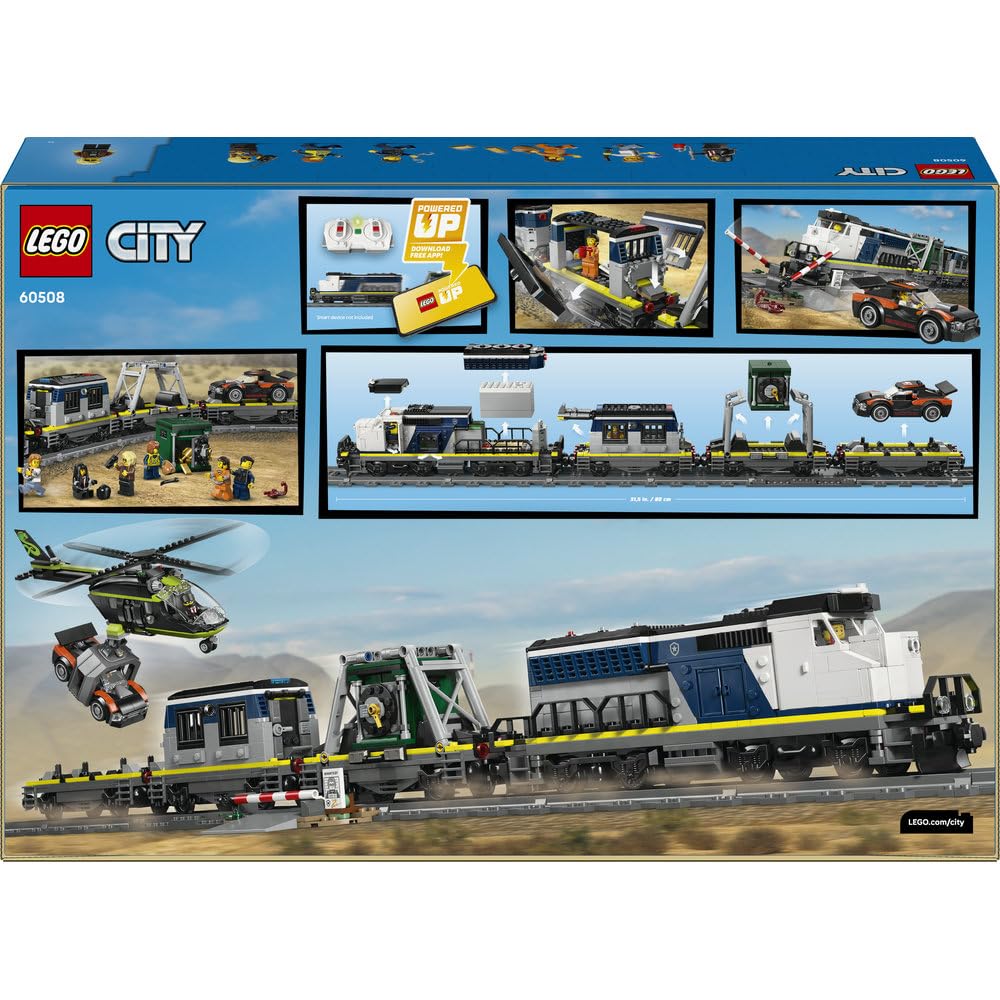 LEGO City Napad na policyjny pociąg 60508 | Pociąg dla dzieci, duży zestaw klocków konstrukcyjnych, prezent dla chłopca i dziewczynki 7+, Powered Up, 1313 elementów