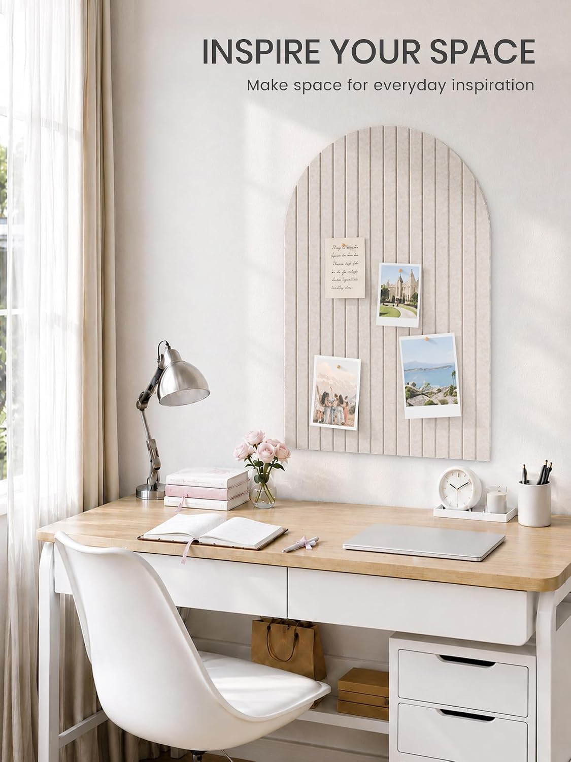 Large Arched Felt Bulletin Board 35.4''×23.6'', Oatmeal