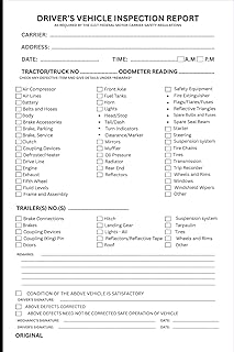 120 Sets Driver Vehicle Inspection Report Book: Daily Vehicle Inspection Checklist Log Book for Drivers and Truckers / 120 Single Sided Sheets.