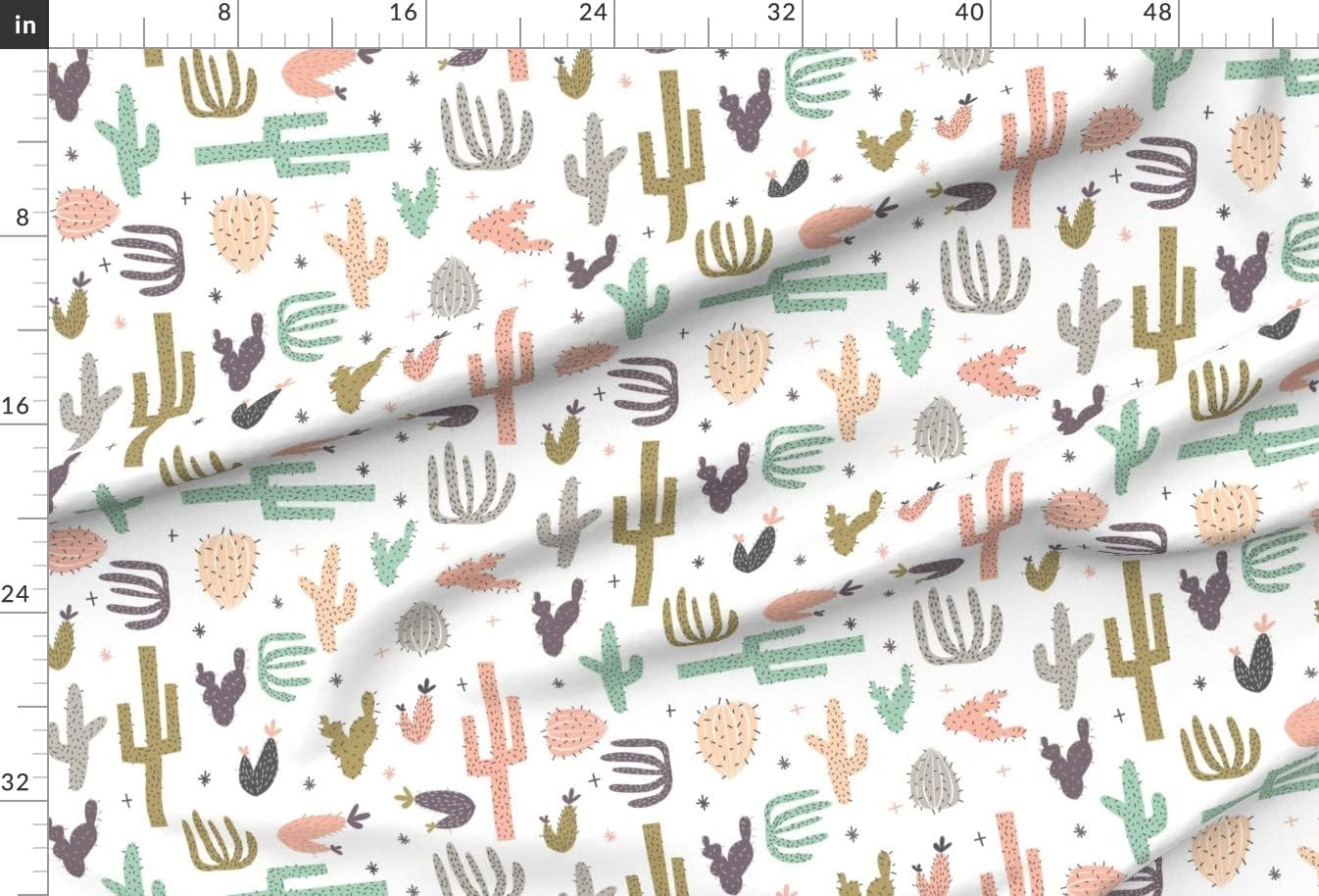 Spoonflower Fabric - Boho Cactus Southwestern Desert Nursery Cacti Succulent Pink Mint Printed on Minky Fabric by The Yard - Sewing Baby Blankets Quilt Backing Plush