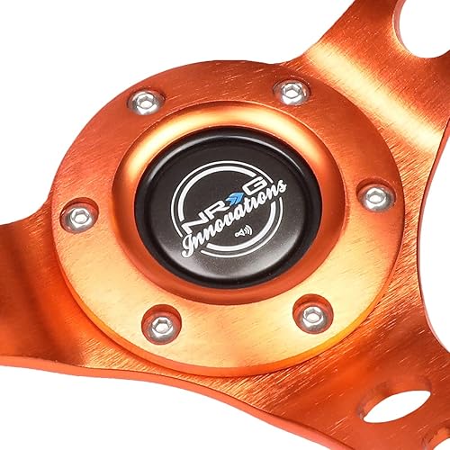 Miniatura 7 de NRG Innovations NRG-RST-006GM-Y Volante Reforzado 13.780 in Volante Deportivo (3" Profundo) Pistola Metal Radios Con Agujeros RedondosCuero