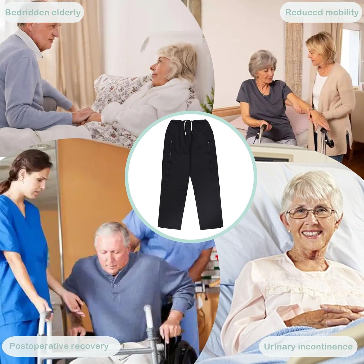 Unisex Incontinence Care Pants,Catheter Trousers,Double Zippered Pockets Holding 2000ml Catheter Bags, Urine Bag Holder Trousers for Nephropathy Nephrostomy,Cystostomy,Eelderly(Gray,M) - Image 7