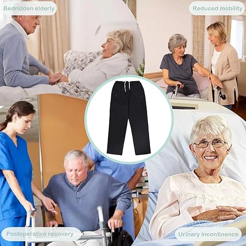 Miniatura 7 de Pantalones unisex para el cuidado de la incontinencia, pantalones de catéter, bolsillos con doble cremallera para bolsas de catéter de 67.6 fl oz,