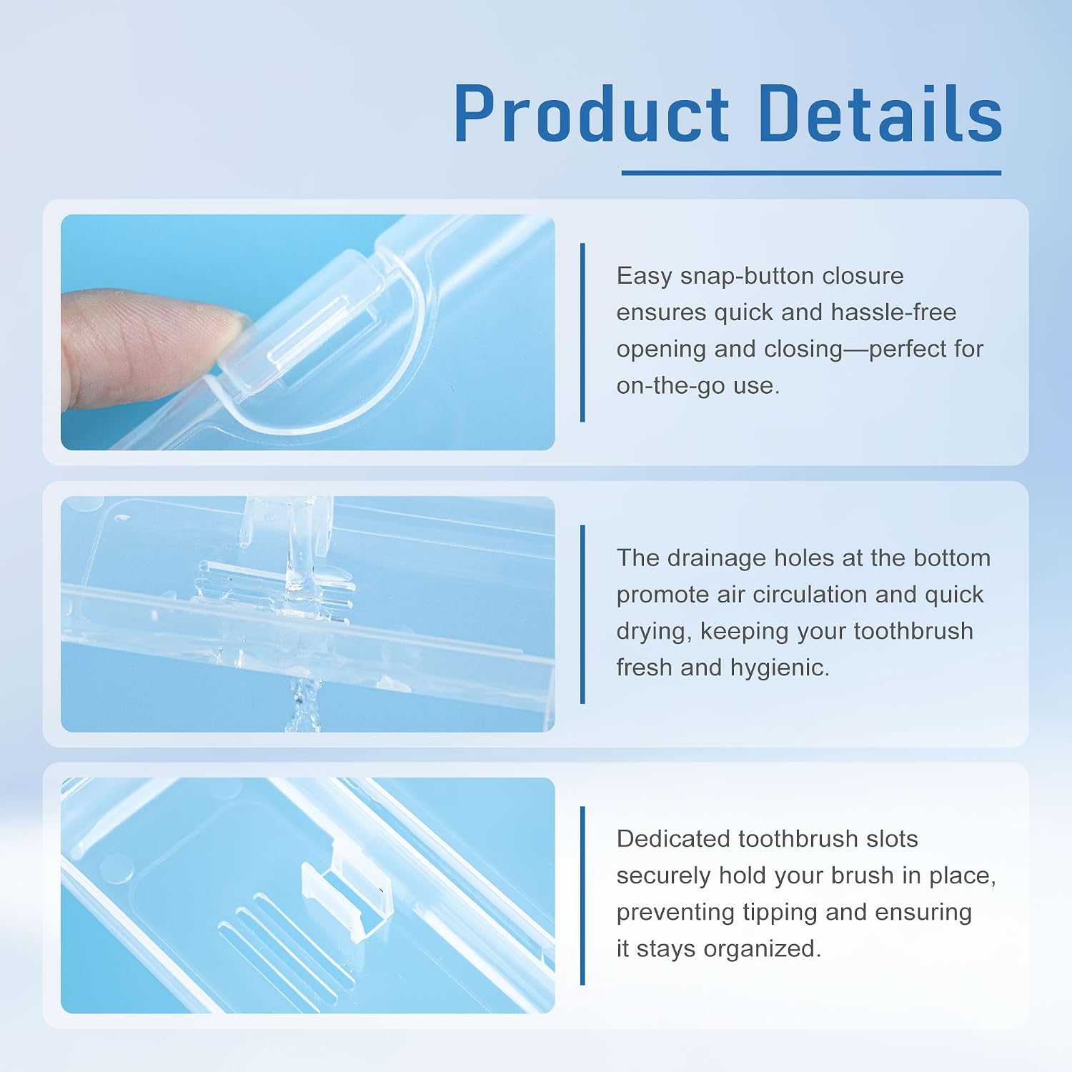 Travel Toothbrush Holder, Transparent (20-Pack)