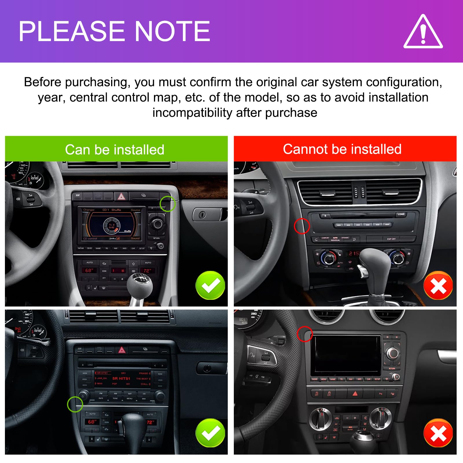 4+64 GB Android Autoradio für Audi A4 B6/B7, S4 B5/B7, RS4 B7/Sportback, Seat Exeo, Plug & Play, kabelloses CarPlay & Android Auto, WLAN, GPS, Navigation, DSP, Bluetooth + Rückfahrkamera