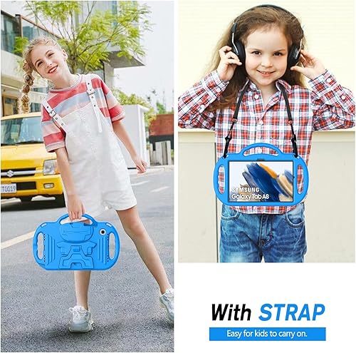 Miniatura 4 de AVAWO Funda infantil para Samsung Galaxy Tab A8 de 10.5 pulgadas 2022, azul con correa, mango ligero a prueba de golpes con soporte